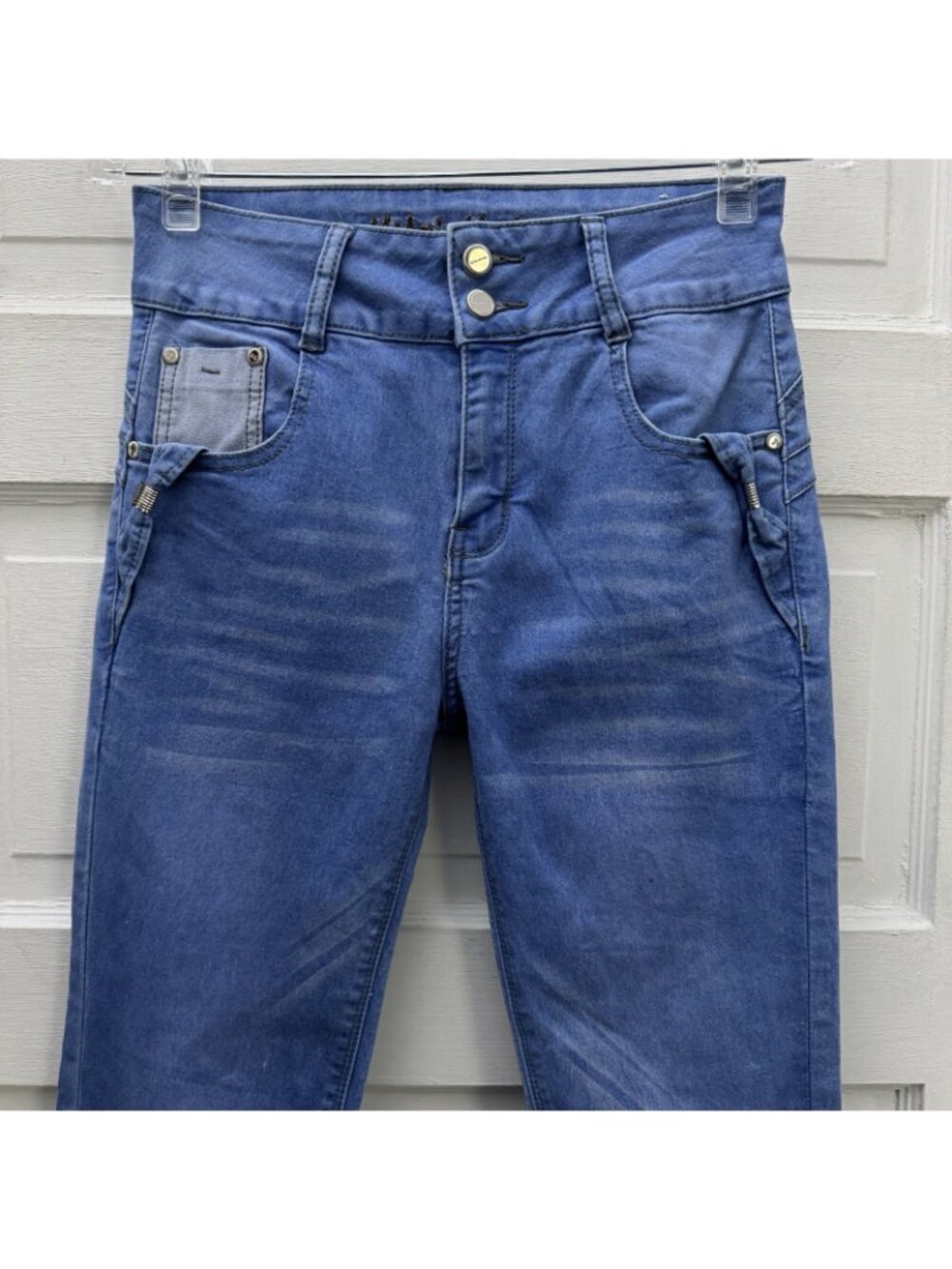 Mitzi Michel Juniors Size 9 High Rise Skinny Jeans Blue Stretch USA Made - Picture 3 of 12